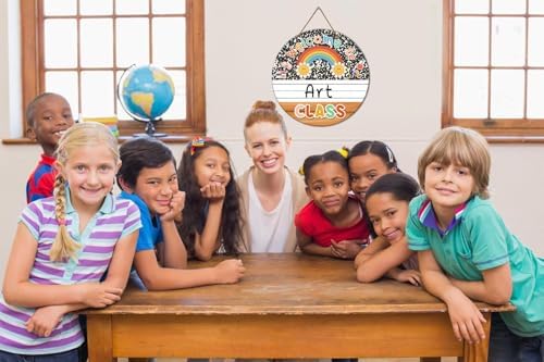 Welcome Classroom Door Sign with Rainbow Design