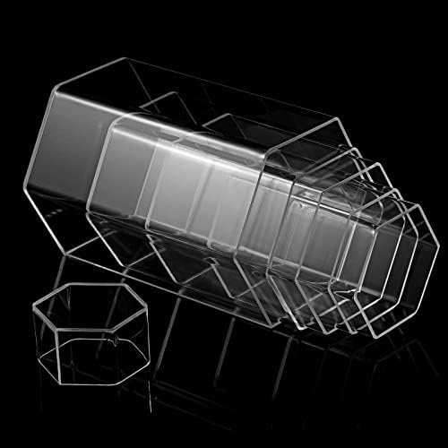 Jetec Hexagonal Jewelry Display Risers 6 Sizes Clear Acrylic
