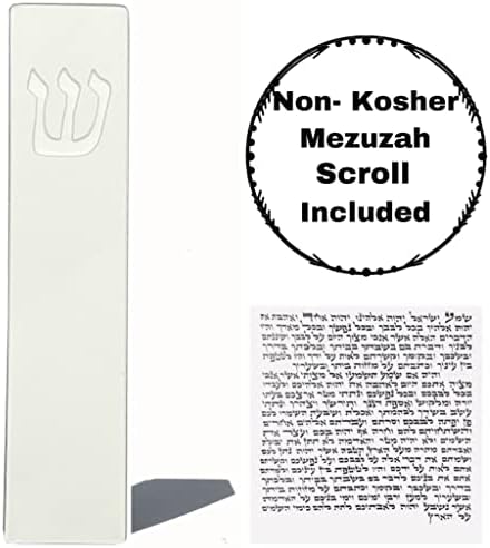 Concrete Mezuzah Case with Scroll - White 5 Inches