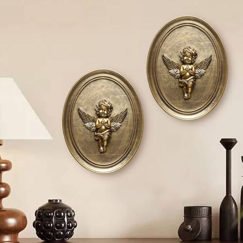 Vintage Cherub Wall Sculpture with Embossed Design