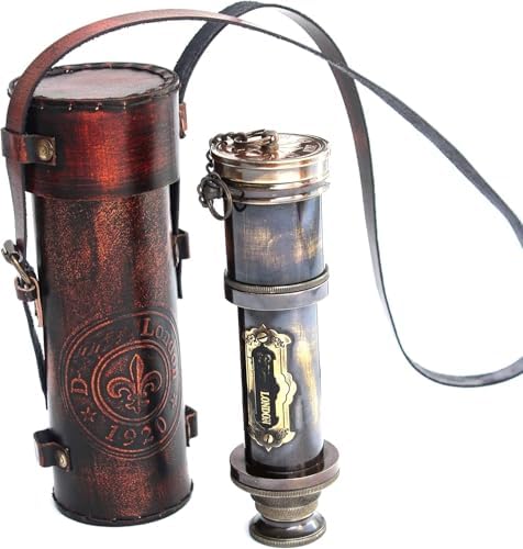 Vintage 1920 Brass Telescope with Leather Case