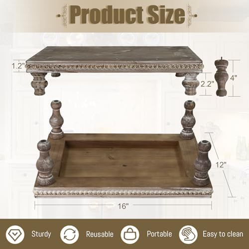 MAONAME Wood Display Risers Decorative Tray