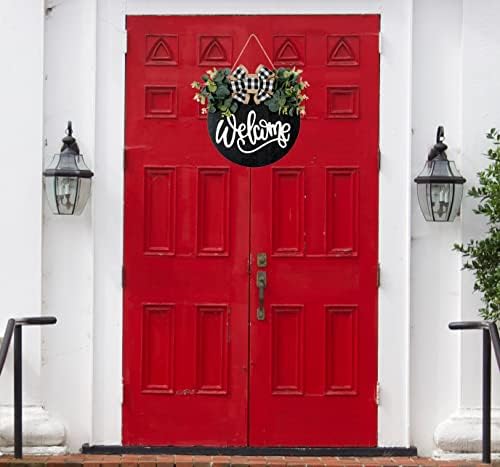 YiLOUR Welcome Sign Front Door Wreath Wall Decor Black