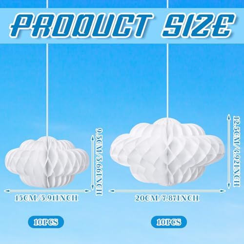 20 Pcs Hanging Honeycomb Cloud Decorations for Ceiling Art