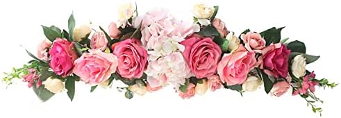 26in Artificial Rose Flower Swag with Green Leaves