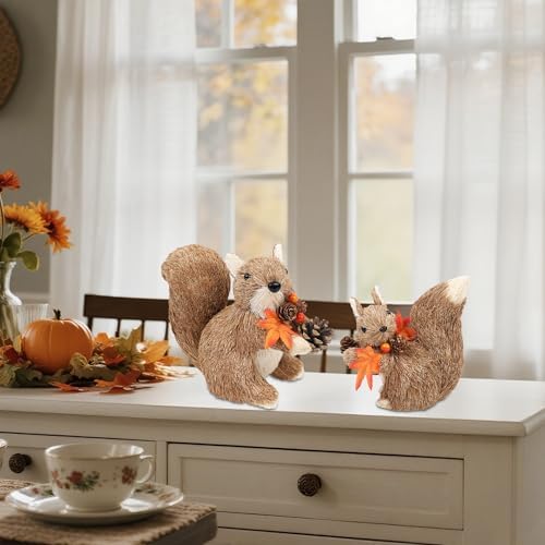 Winemana Set of 2 Fall Table Decor Squirrels