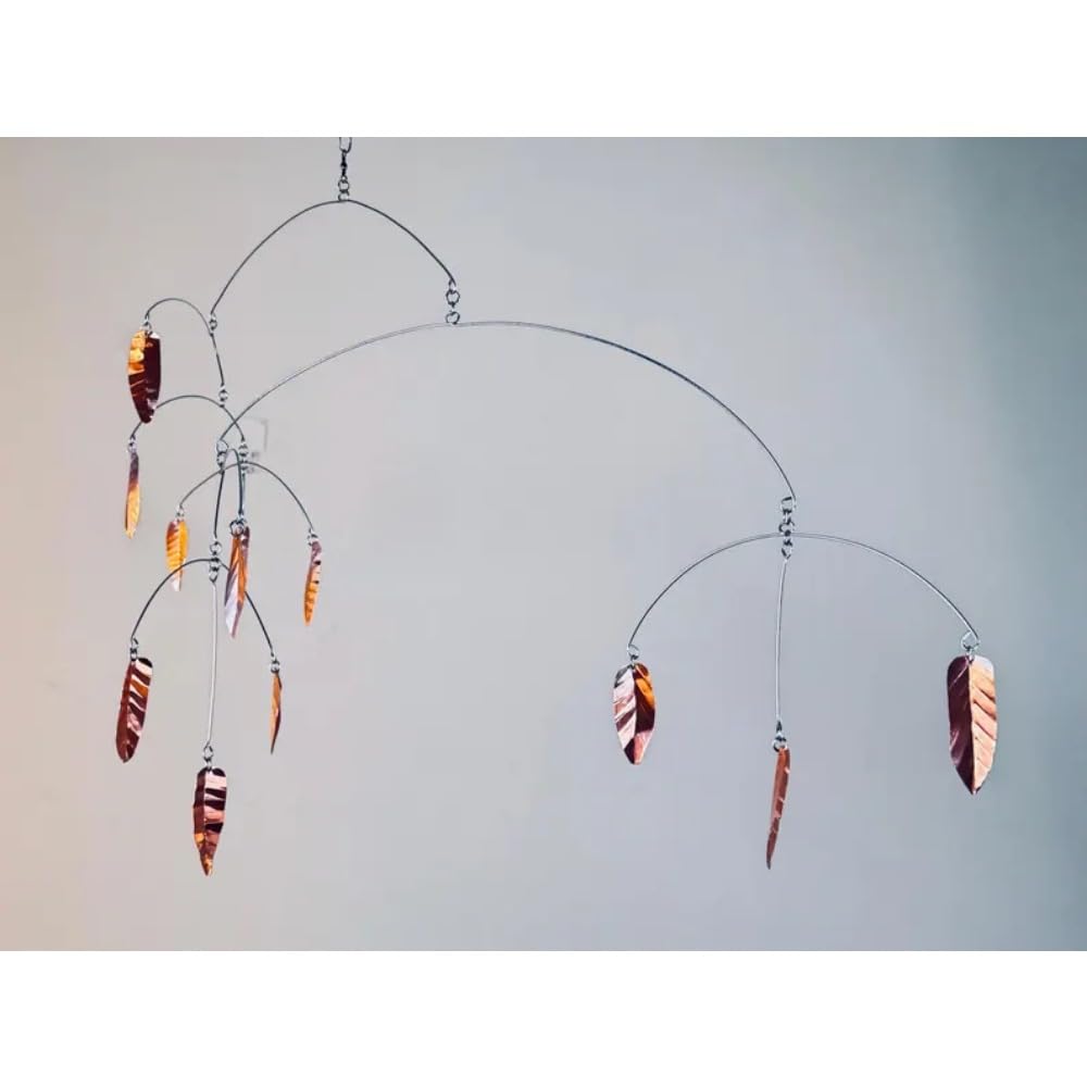 Modern Hammered Copper Leaf Hanging Mobile