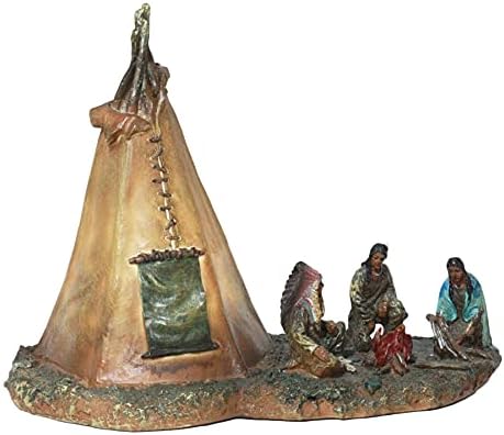 Ebros Gift Tribal Chief Fire Building LED Tipi Statue