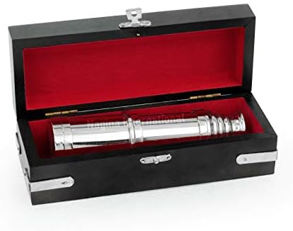 18 Inch Pirate Spyglass Brass Nickel Plated with Wooden Case