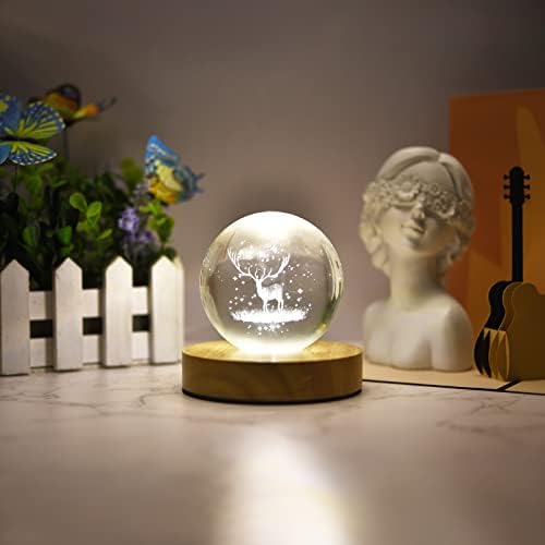 YAKAMOZ LED Display Base Wooden Stand for Laser Glass Art