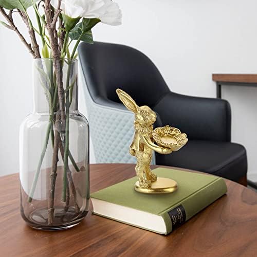 ELLDOO Golden Bunny Jewelry Ring Tray Decor