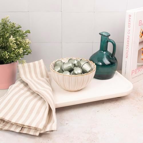 Travertine Marble Footed Tray White or Silver Two Sizes