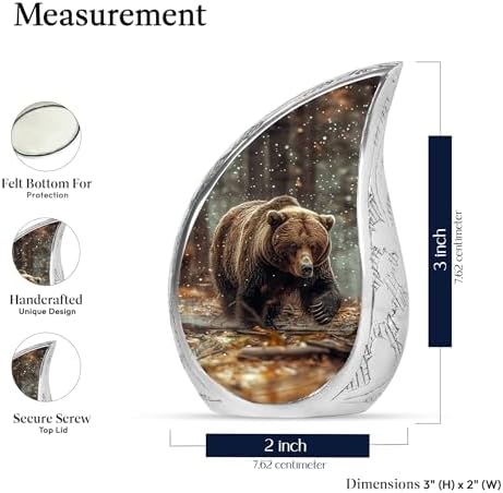 Bear Urns for Human Ashes - 3 Inch Cremation Urn with Velvet Bag