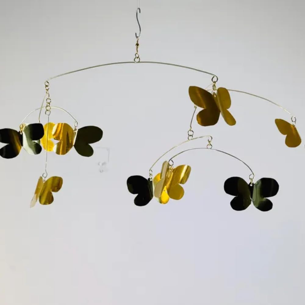 Pure Brass Butterflies Mobile 23x10 Hanging Decor