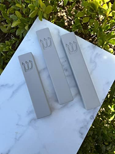 Concrete Mezuzah Case with Scroll Grey 5 Inches
