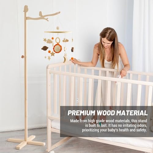 Luocute Floor Standing Crib Mobile Arm 56 Inch Wooden Support