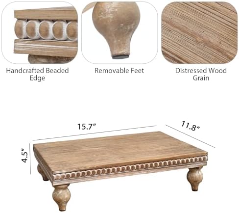 SwallowLiving Rustic Wood Tray Riser for Decor