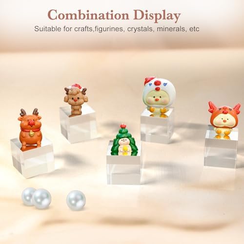 10pc Acrylic Display Blocks Clear Cube Riser Stands