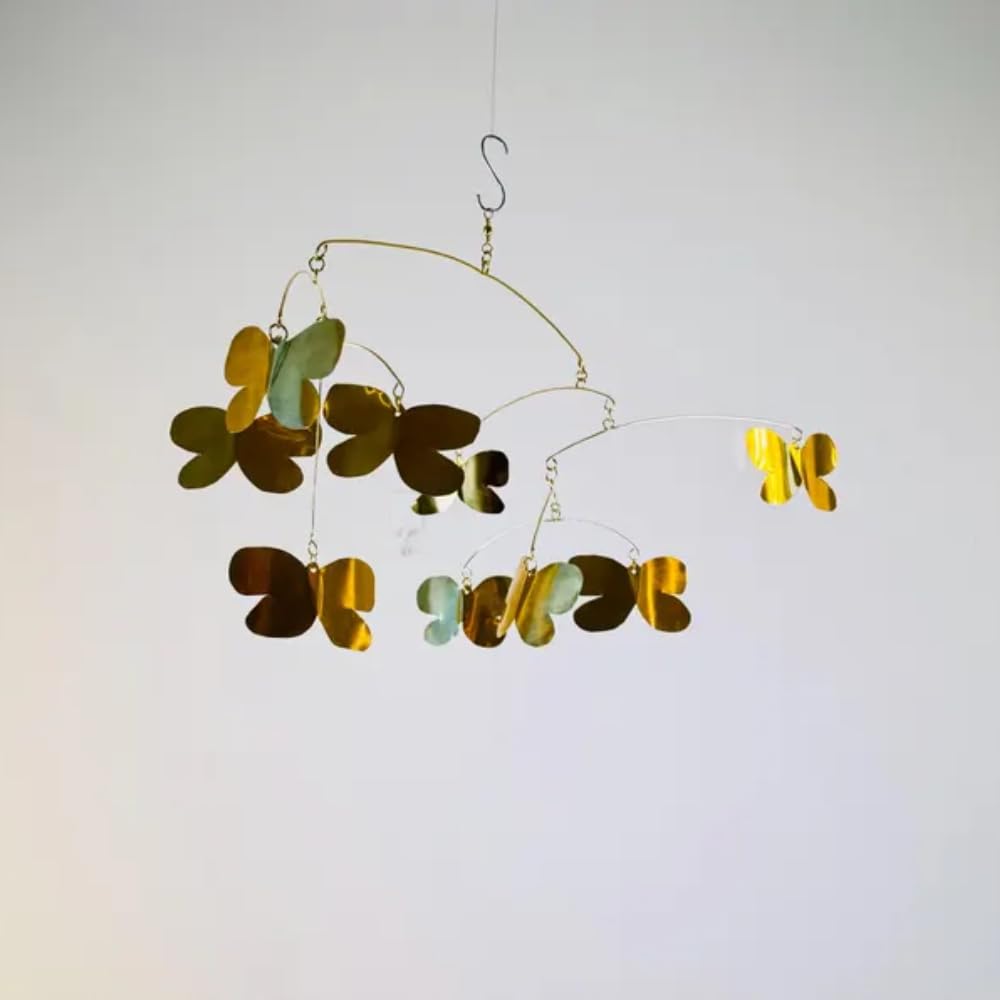 Pure Brass Butterflies Mobile 23x10 Hanging Decor