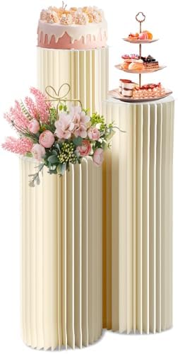 Set of 3 Adjustable Cylinder Pedestal Stands for Party Displays