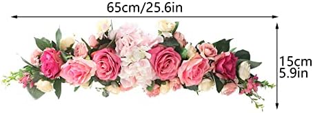 26in Artificial Rose Flower Swag with Green Leaves