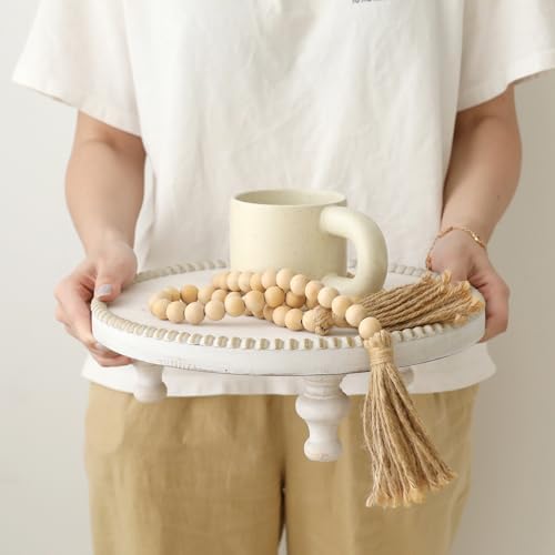 SwallowLiving Rustic White Wood Tray Riser Display Stand