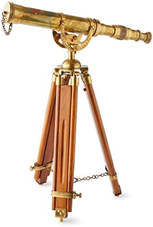 Handcrafted 15 Inch Brass Nautical Telescope with Leather Box