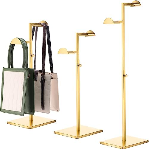 Stainless Steel Double Hook Display Stand for Handbags and Jewelry