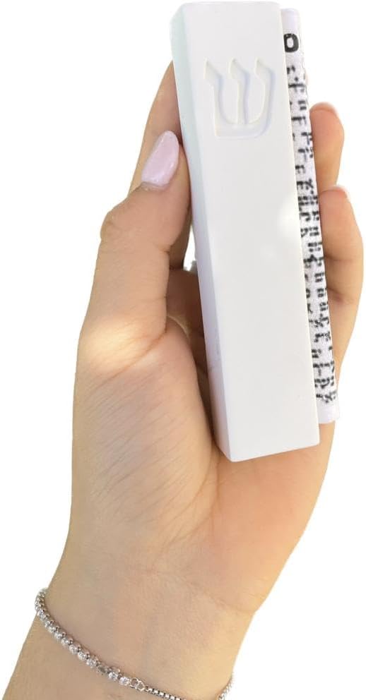 Concrete Mezuzah Case with Scroll - White 5 Inches