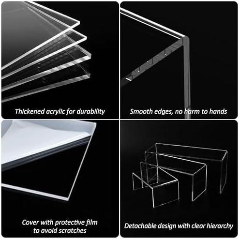 3pcs 9x95x10 Inch Clear Acrylic Display Risers Shelf