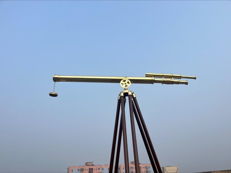 Handmade Nautical Double Barrel Telescope with Tripod