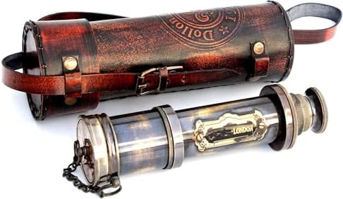Vintage 1920 Brass Telescope with Leather Case