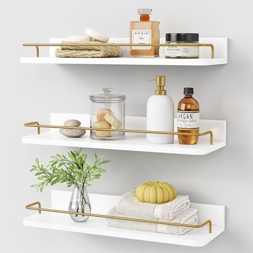 Forbena Gold Floating Shelves Set of 3 Wall Decor