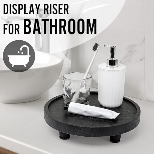 Tikea Farmhouse Wood Display Riser Stand - Black