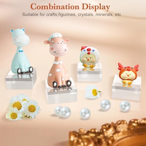 4 Piece Acrylic Base Display Stands Clear Cube Riser