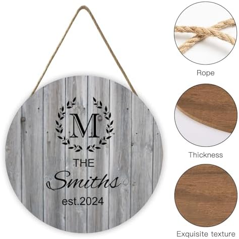 Personalized Family Name and Est Date Wood Sign - Rustic 12x12
