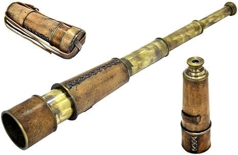 Vintage Nautical Brass Telescope with Antique Finish