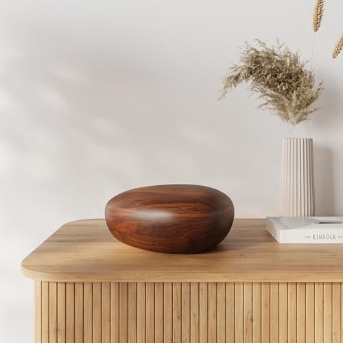 Elegant Wooden River Stone Urn for Ashes - 150 lbs Capacity