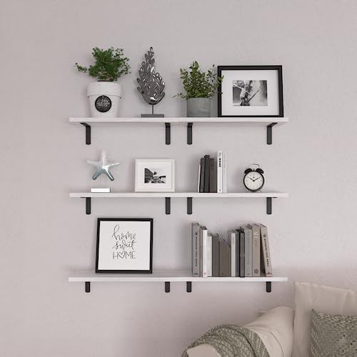 WOPITUES White Floating Shelves Set of 6 for Home Use