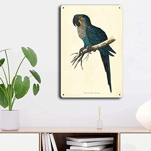 Aluminum Hyacinth Macaw Tin Sign Retro Wall Decor 8x12 Inch