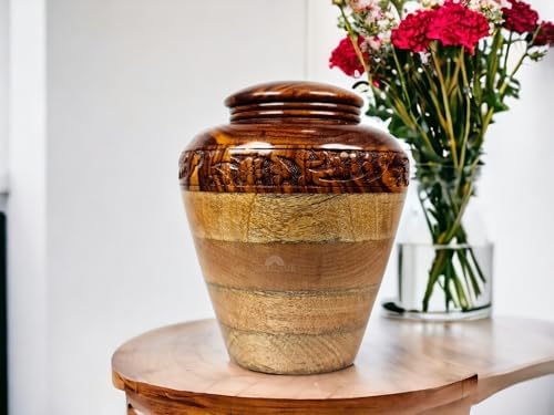 Handmade Premium Wood Fractal Burn Keepsake Urn Large 200Cu