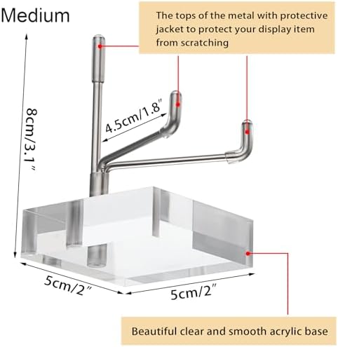 Hipiwe 2 Pcs Clear Acrylic Display Stand Holder with Adjustable Metal Arms Easel