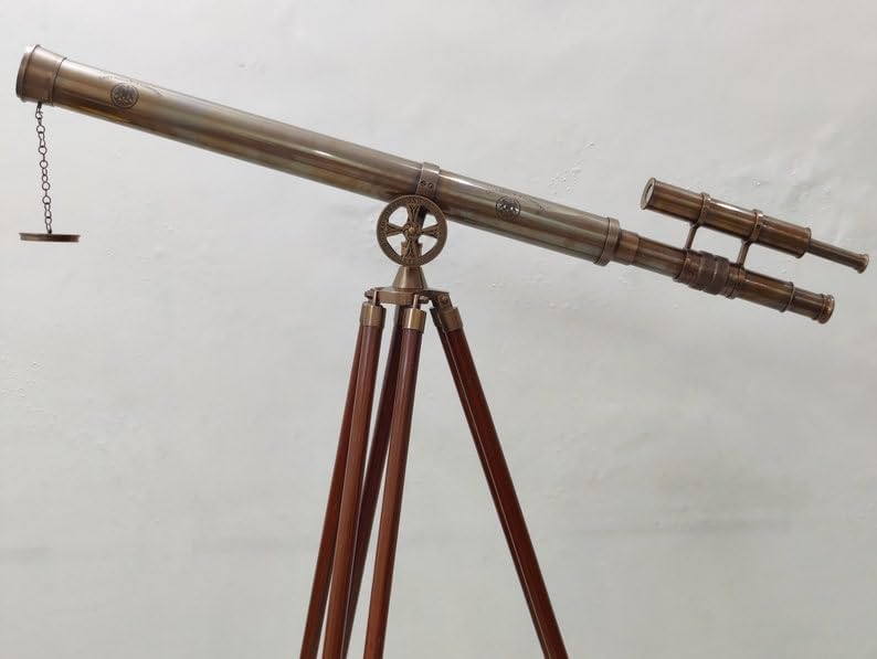 Nautical Antique Brass Telescope with Stand