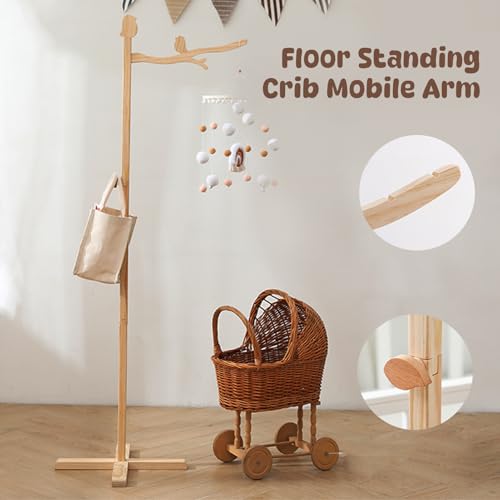 Luocute Floor Standing Crib Mobile Arm 56 Inch Wooden Support