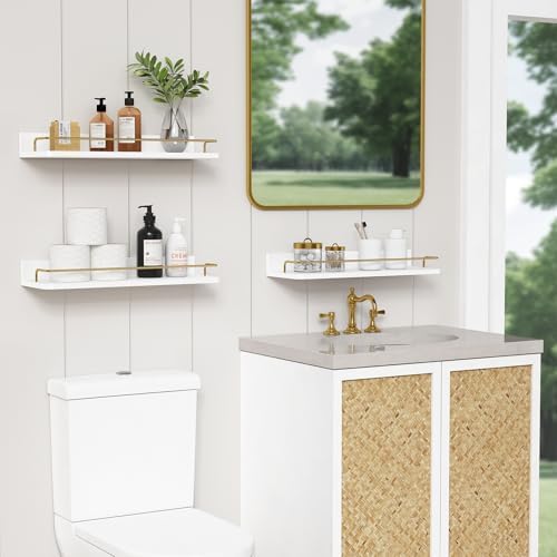 Forbena Gold Floating Shelves Set of 3 Wall Decor