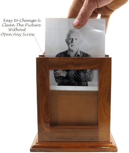 Elegant Handcrafted Rosewood Cremation Urn with Photo Frame