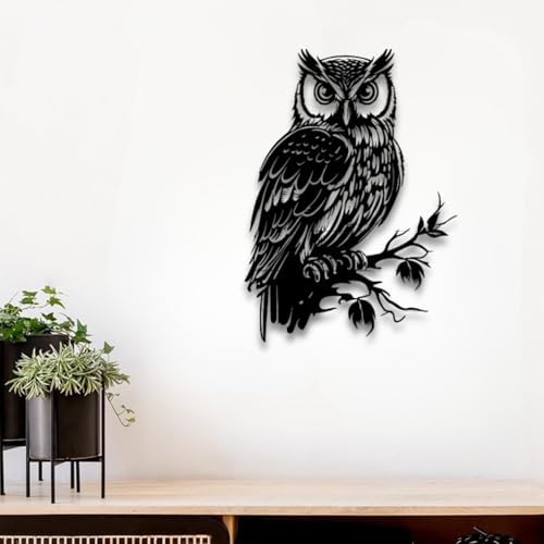 Sturdy Metal Owl Wall Sculpture 33X47 Decor