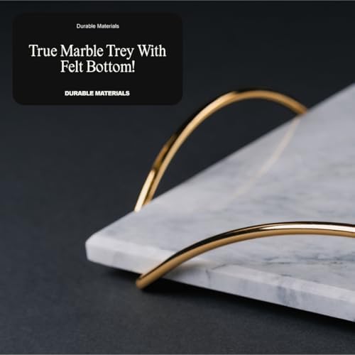 Stylish Marble Serving Tray with Gold Handles