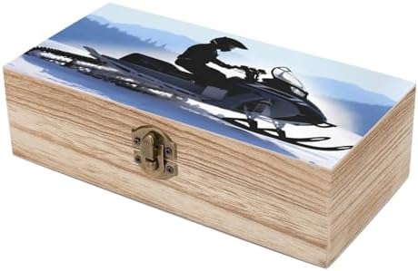 Snowmobile Keepsake Box Large Wooden Storage Organizer