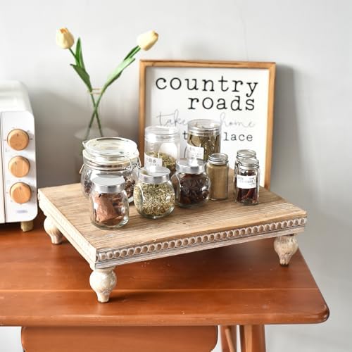 SwallowLiving Rustic Wood Tray Riser for Decor